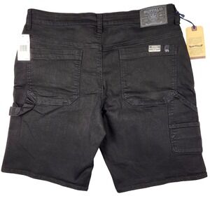 Buffalo David Bitton Dean Relaxed Strt Black Denim Jeans Cargo Shorts Mens 36